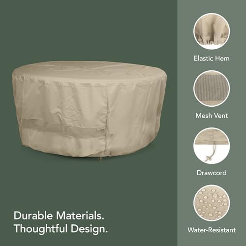 Covermates Round Dining Table Cover - Water-Resistant Polyester, Mesh Ventilation, Patio Table Covers, 36DIAMETER x 35H, Khaki - Image 6