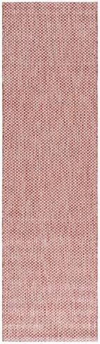 SAFAVIEH Washable Rug Outdoor Courtyard Collection - 2'3" x 22' Runner, Red & Beige, Non-Shedding & Easy Cleaning, Ideal for Patio, Entryway, Mudroom, Hallway, Kitchen (CY8521-36521) - Image 2