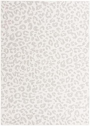 Unique Loom Outdoor Safari Collection Area Rug - Leopard (7' 10" x 11' Rectangle, Ivory Gray) - Image 3