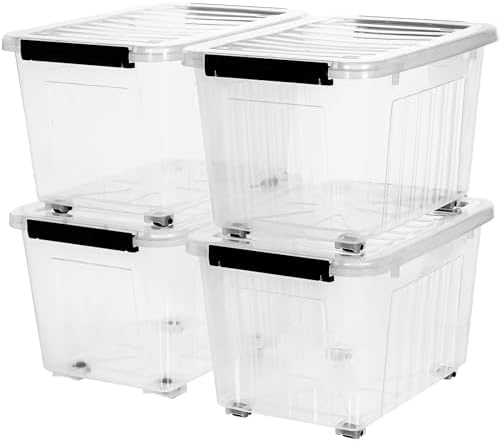 Citylife 54 Quart Large Clear Plastic Storage Bins with Lids 4-Pack by CITYLIFEHomeOrganization
