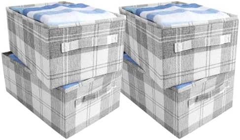 ANMINY Fabric Storage Bins Baskets, 16 x 10 Inch 4 Pack, Washable, Foldable by ANMINY