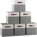 Ornavo Home 13x13 Foldable Fabric Storage Cube Bins, 6 Pack, White/Gray by OrnavoHome