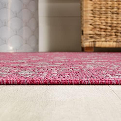 JONATHAN Y Weave Floral Indoor Outdoor Area Rug 9X12 Fuchsia/Light Gray, Tela Bohemian Textured for Backyard, Patio, Porch, Easy-Cleaning, High Traffic, Pet-Friendly, Non-Shedding (SMB100G-9) - Image 7