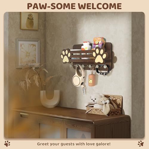 MTERSN Dog Leash Holder for Wall with Mail Holder for Pet Lovers,Dark Brown - Image 4