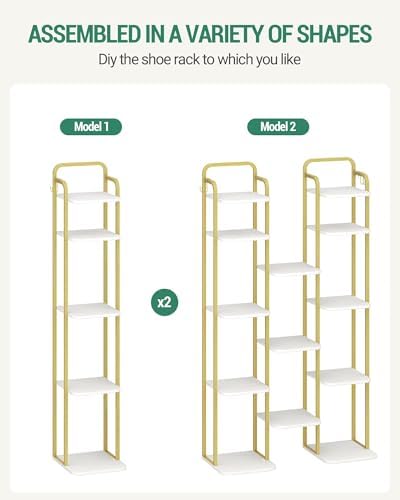 Hzuaneri 8 Tiers Vertical Shoe Rack, Tall Shoe Shelf with 2 Hooks - Image 5