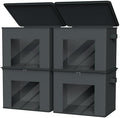 Zilink Fabric Organizer Bins with Lids Cloth Storage Bins, Dark Grey, 4Pack by Zilink