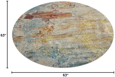 Nourison Home Celestial Sealife 5'3" x Round Area Rug - Easy Clean, Non Shedding, Bed Room, Living Room, Dining Room, Kitchen (5' x Round) - Image 2