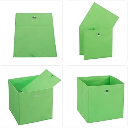 Relaxdays HLP 30 x 30 x 30 cm Storage Box, Set of 4 Cube Storage Box, Folding Storage Box, Fabric, Green - Image 7