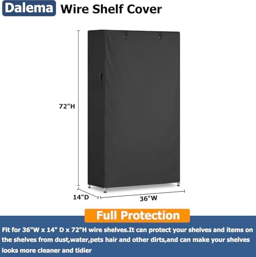 Storage Shelf Cover,Outdoor Heavy Duty 600D 36''W x 14''D x 72''H Dustproof Waterproof Shelf Covers for Wire Shelving,Storage Rack Cover with Zipper - Image 3