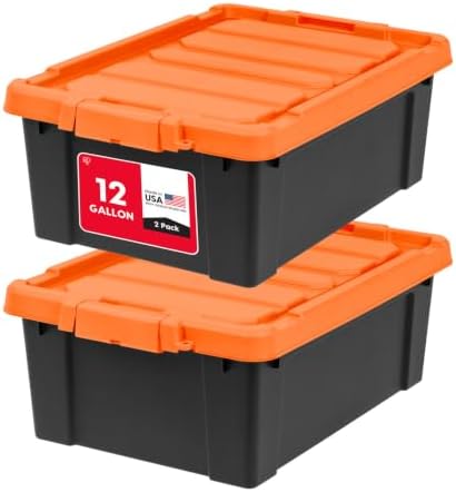 IRIS USA Lockable Storage Bins with Lids, 12 Gallon Heavy Duty, 2 Pack by IRISUSA