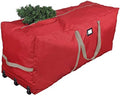ProPik Rolling Christmas Tree Storage Bag, Fits Up to 9 ft. Xmas Tree, 28"x 16"x 60", Extra Large Heavy Duty Storage Container with Wheels and Handles, 600D Oxford (Red) by ProPik