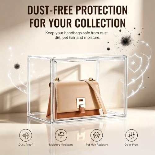 10 Pack Clear Purse Organizer for Closet, Acrylic Handbag Box,14.1 in - Image 6