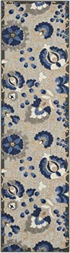 Nourison Home Aloha Natural Blue 2'3" x 12' Area Rug - Easy Clean, Non Shedding, Bed Room, Living Room, Dining Room, Kitchen (12' Runner) - Image 3