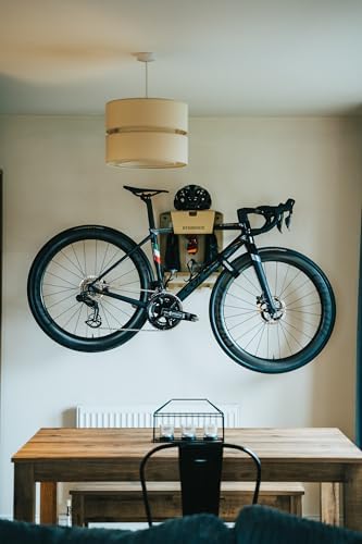Stasdock Wall Bike Rack | Bike Storage Wall Mount System | For Race Bicycles (New Gold) and Mountain Bikes | Bike Shelf | Indoor bike wall bracket | Store your helmet and shoes | Home and Garage - Image 6