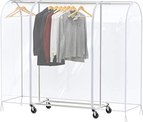 Simple Houseware Heavy Duty Clothing Garment Rack + Clear Garment Rack Cover (72''L x 54''H) - Image 4