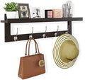 SMIBUY Coat Hooks with Shelf Wall-Mounted, 29.2 Inch Entryway Coat Rack for Wall, Bamboo Hanging Shelf with 5 Double Metal Hooks for Bathroom, Bedroom, Kitchen, Living Room, Mudroom (Dark Brown) by SMIBUY
