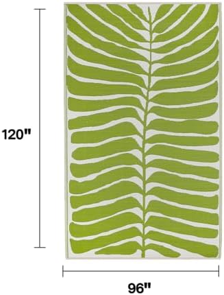 Fab Habitat Outdoor Rug - Waterproof, Fade Resistant, Crease-Free - Premium Recycled Plastic - Tropical Leaf Botanical - Patio Porch Balcony Deck - Hilo - Green - 8 x 10 ft - Image 2