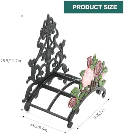 Sungmor Cast Iron Wall Mounted Garden Hose Holder - Hand-Painted Peony Rack - Image 5