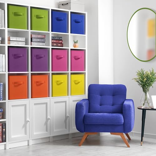 Sorbus Foldable Fabric Storage Cubes, 12 Pack (13 Inch, Bright Rainbow) - Image 2