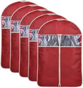 5 Pcs Non-Woven Fabrics Suit Cover Bags, Garment Bags for Hanging Clothes, Suit Bags for Closet Storage, with Transparent Window, Breathable(Red,60 * 130cm/24 * 51in) by Unknown