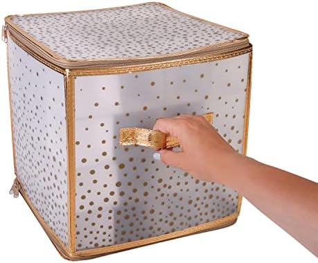Simplify 64 Count Ornament Storage Box | Plastic | Decorative Organizer | Storage Bin | Gold | L12 x W12 x H12 (Pack of 2) - Image 6