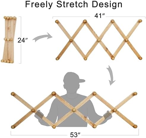 SKOLOO Hat Rack for Wall with 11 Hooks, 24 inch Solid Wooden, Modern, Huge Coat Rack Wall Mount for Coats, Hats, Bags, Cowboy Caps, Baseball Caps, Dark Walnut Color - Image 2