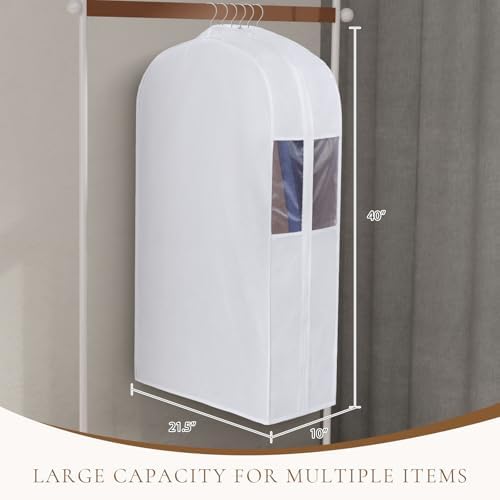 Univivi 40 Inch Cotton Garment Bags for Hanging Clothes 4 Pack, White - Image 5