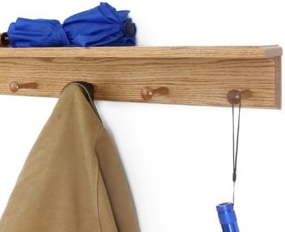 Oak Shaker Peg Rack with 4 inch Shelf (Cherry, 58" with 10 pegs) - Image 3
