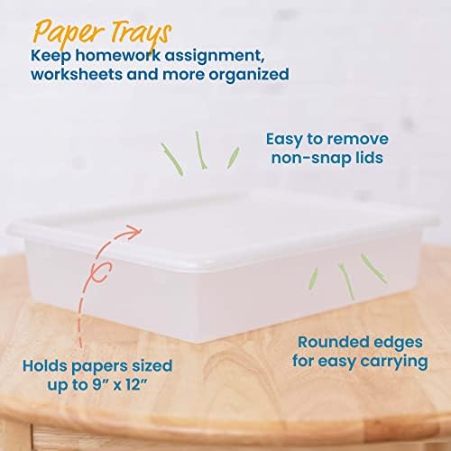 ECR4Kids Letter Size Tray Organizer with Lid, Small, 10-Piece, Clear - Image 3