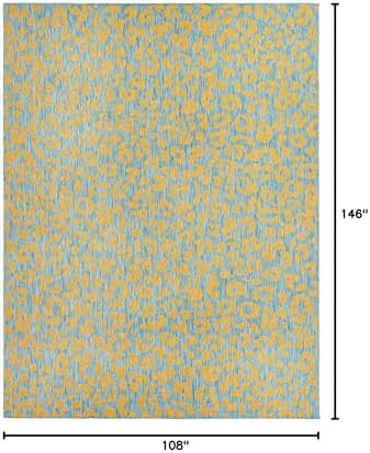 Unique Loom Outdoor Safari Collection Area Rug - Leopard (9' x 12' 2" Rectangle, Blue Yellow/ Blue) - Image 2