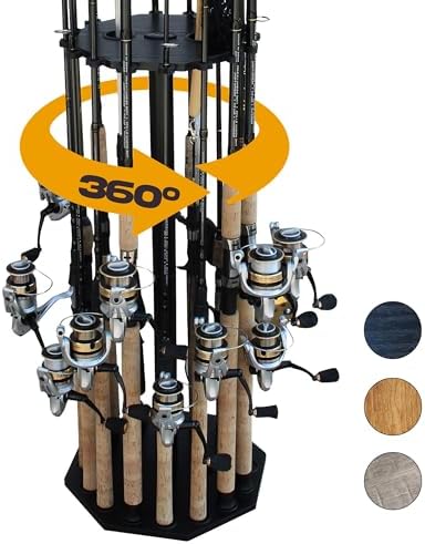 Rush Creek Creations 16-Rod Round Fishing Rod Holder for Garage, Tackle Box by RushCreekCreations