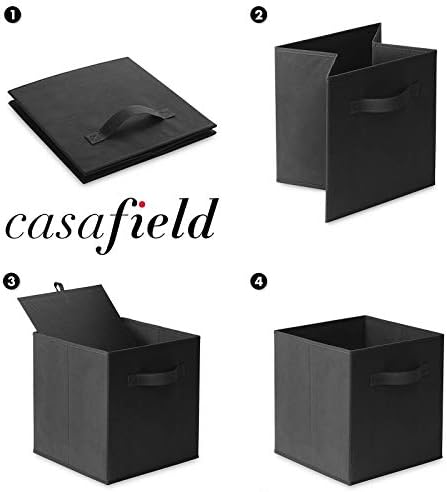 Casafield Set of 12 Collapsible Fabric Cube Storage Bins, Black - 11" Foldable Cloth Baskets for Shelves, Cubby Organizers & More - Image 6