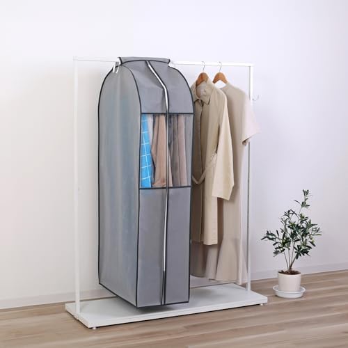 Astro 167-08 Clothes Cover, Wide, Long, Gray, 2-Piece Set, Non-Woven Fabric, Transparent Window, Insect Repellent Pockets, Covers All the Bottoms - Image 2