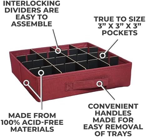 612 Vermont Christmas Ornament Storage Box, Adjustable Acid-Free Dividers - Image 5