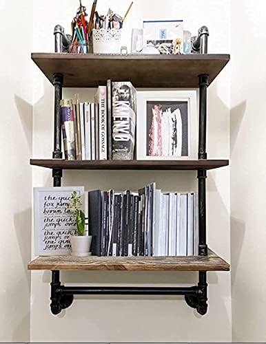 DR.IRON Industrial Pipe Shelving Rustic Bathroom Shelves with Towel Bar, 24" Pipe Shelf Wall Mounted, Farmhouse Bathroom Shelf Storage (3 tier-24) - Image 7