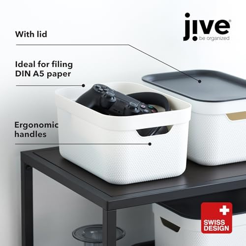 Rotho Jive Set of 3 Storage Box 5l with Lid, Recycled Plastic, Green - Image 4