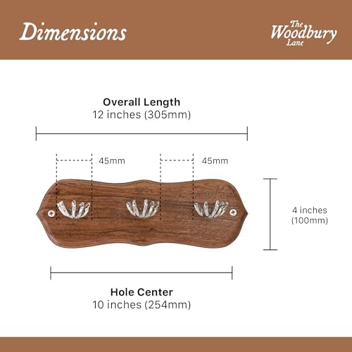 Rustic Wall Mounted Coat Rack with 3 Polished Nickel Hand-Shaped Hooks – Solid Wood Base, Entryway Hook Rail for Hats, Keys, and Bags – Farmhouse Style Organizer for Home & Mudroom - Image 2