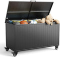 150 Gallon Outdoor Storage Box with Wheels, Metal Deck Boxes,Black by RICNOD