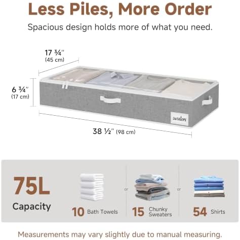 StorageWorks 7 Inch Low Profile Under Bed Storage Containers with Clear Lid - Image 2