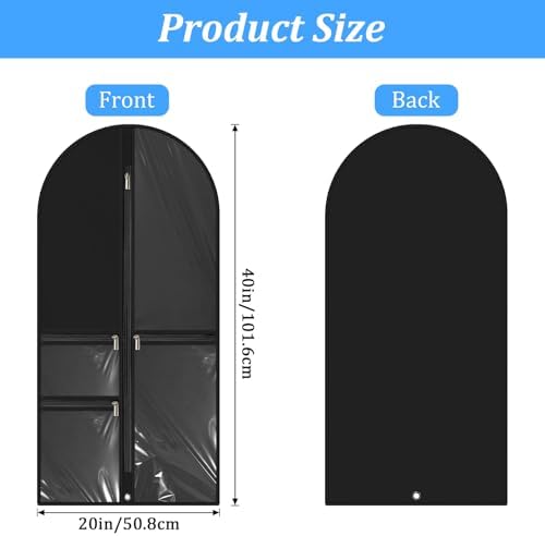 10 Pack Garment Bags for Dance Costumes, 40" Garment Bags for Hanging Clothes with 3 Clear Zipper Pocket, Waterproof Cheer Uniform Garments Bag for Dance Competition, Travel, Closet Storage (Black) - Image 2