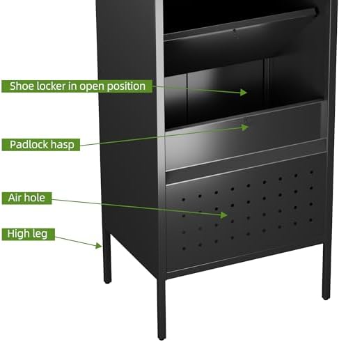 SUPEER 72-Inch Metal Locker with Hanging Rod and Interior Box, Black - Image 5