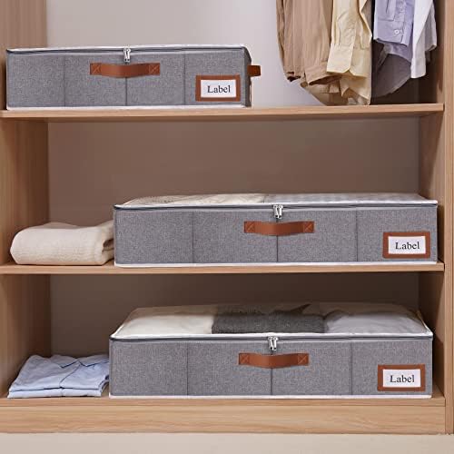 Yawinhe 48L Under Bed Storage,4 Pack Collapsible Container Bags,Grey - Image 4