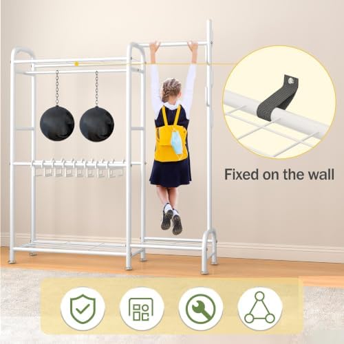GAIOUS White Portable Closet Rack Wardrobe Clothes, Metal Garment Rack with Shelves for Hanging Clothes Rods，Freestanding Closet Wardrobe Organizer for Cloakroom, Bedroom - Image 6