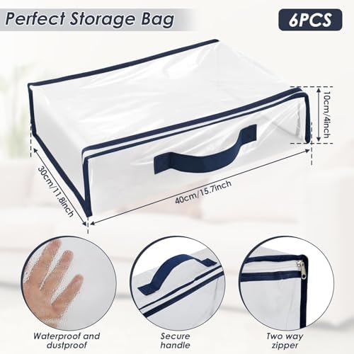 6 Pcs Clear Clothes Storage Bag Organizer with Reinforced Handle, Clothes Blankets Storage Bags for Sweater Clothes Bed Sheet Quilt Organizer with Zipper for Closet Linen Sweater Bed Sheet Pillow - Image 7