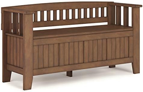 SIMPLIHOME Acadian SOLID WOOD 48 Inch Wide Transitional Entryway Storage Bench in Rustic Natural Aged Brown, For the Living Room, Entryway and Family Room by SimpliHome