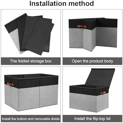 Large Toy Storage Box with Lid, Toy Chest Bin Boxes Basket with Dividers - Image 7
