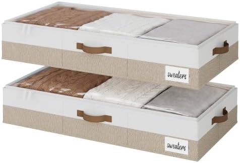 StorageWorks 6 Inch Low Profile Under Bed Storage Containers with Clear Lid by StorageWorks
