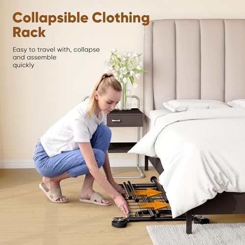 HOKEEPER Clothes Rack Collapsible Clothing Rack Capacity 525LBS Black - Image 6