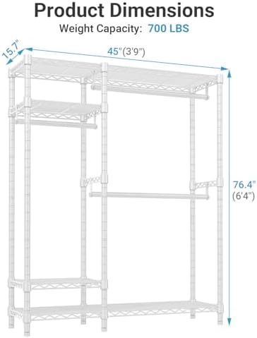 VIPEK V2 Heavy Duty Clothes Rack, Metal Closet Rack Organizer, White - Image 5