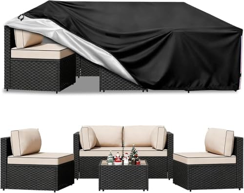 Waterproof Outdoor Patio Furniture Covers,110"L x 84"W x 28"H,Black by Unknown